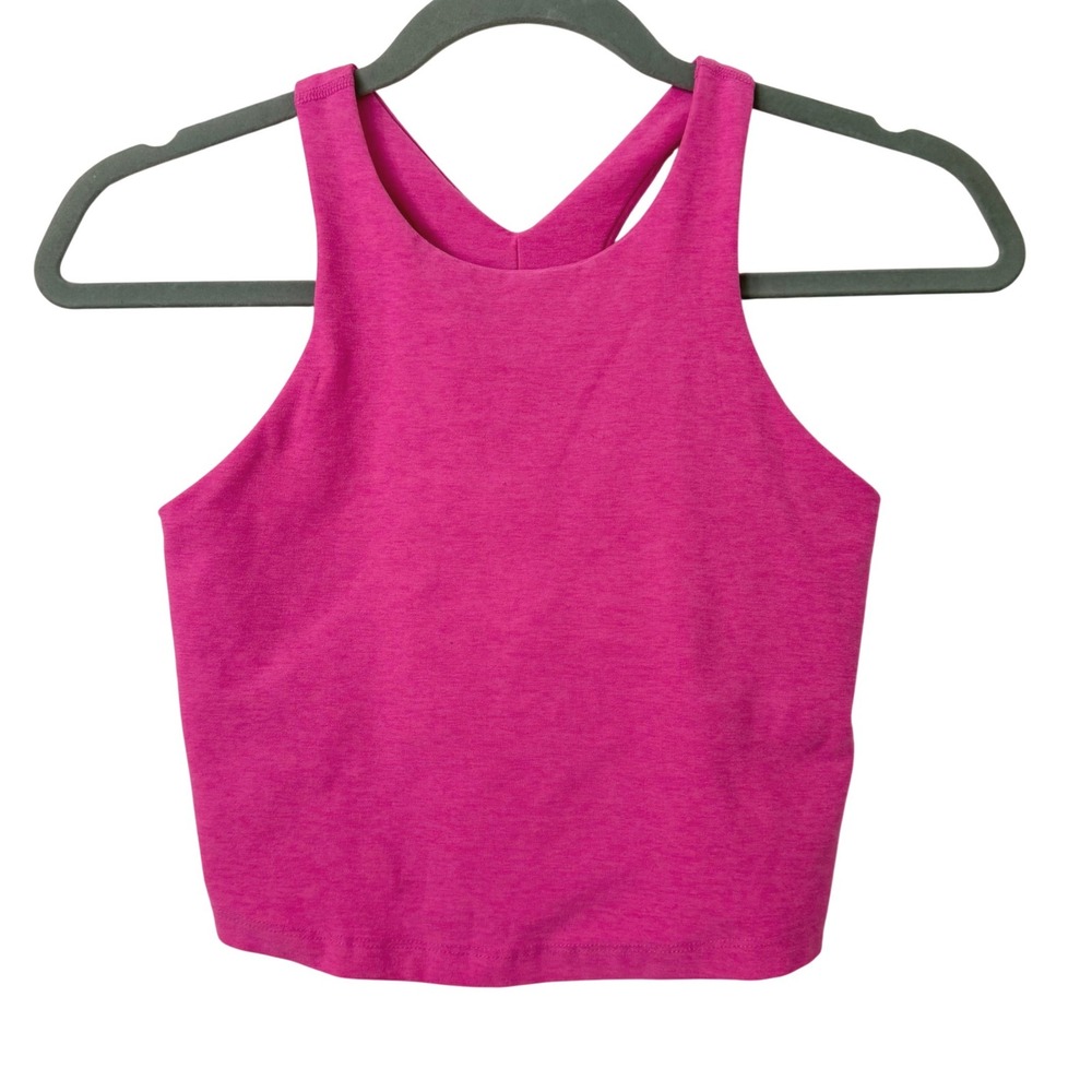 Beyond Yoga Spacedye Slim Racerback Crop Tank Pink Womens S High Neck Athletic